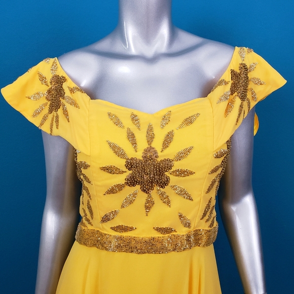 🆕️🌞 VIRGOS LOUNGE Retro Sequin Beaded Floral Dress // (NWT) - Picture 5 of 8